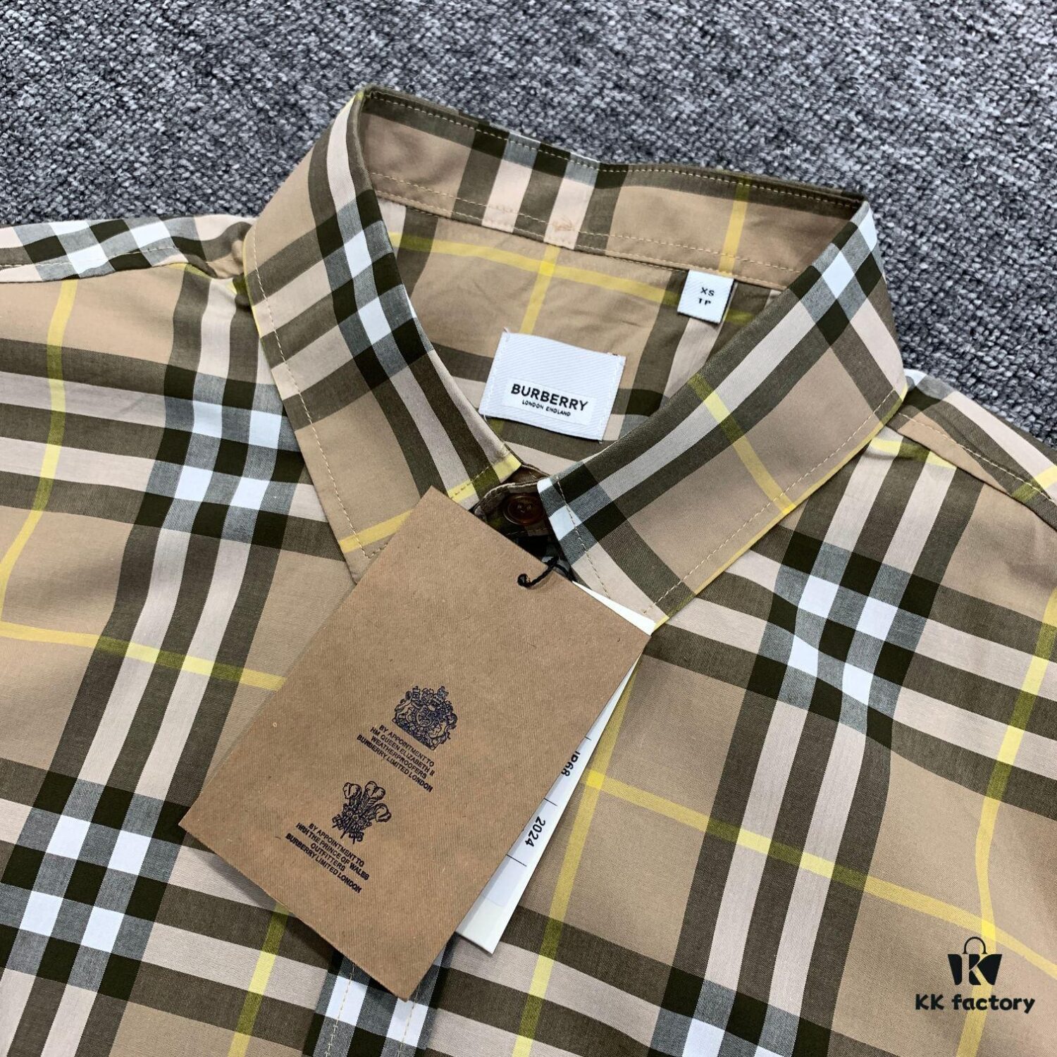69314c11908475d562cd9e93 New BURBERRY/Barbouri Classic Yellow Tartan Stripe Long Sleeve Shirt, Iconic BBR Brand Checkered Pattern Shirt
