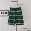 69314cf2908475d562cd9ec7 New Burberry Classic Green Striped Knit Straight Shorts Unisex