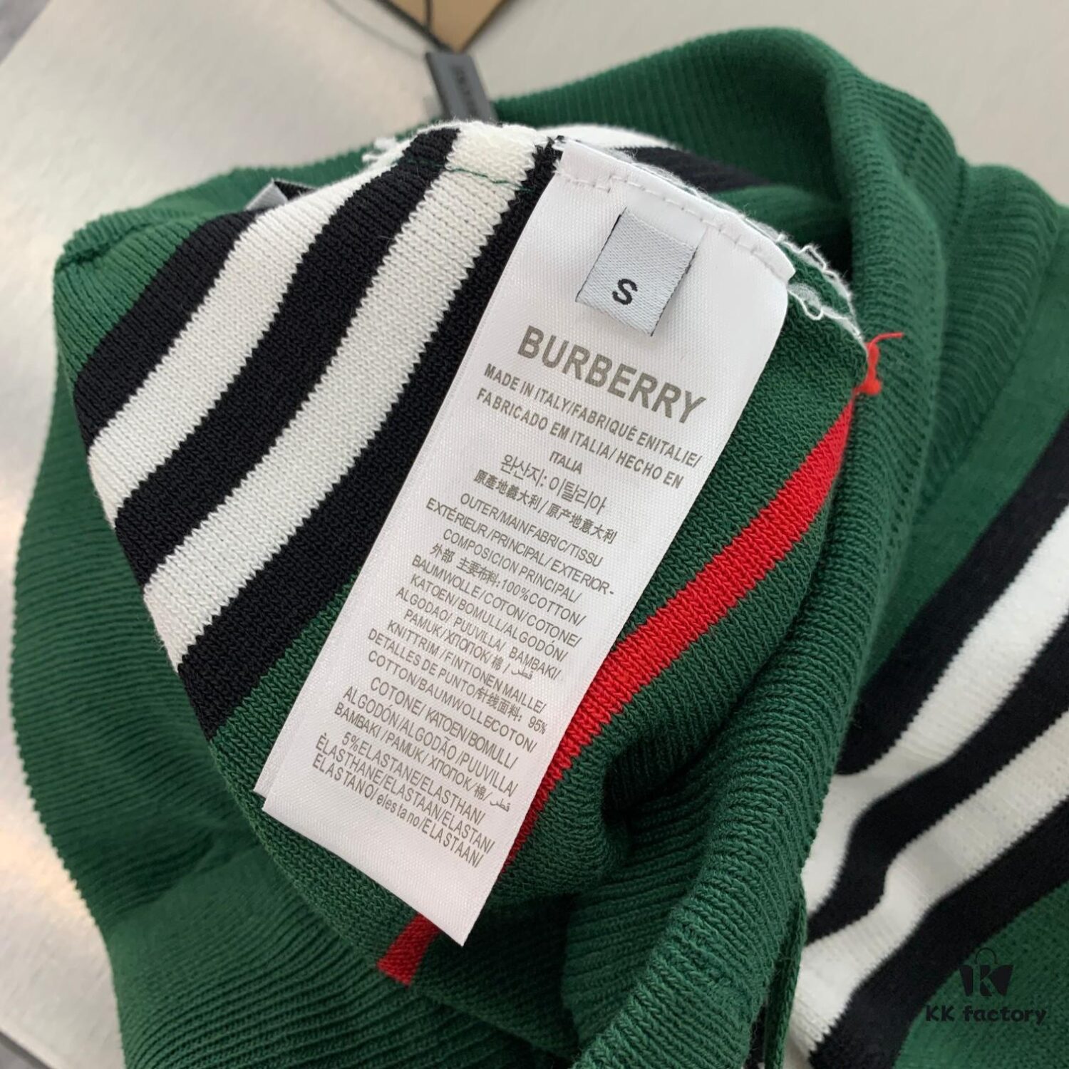 69314cfa908475d562cd9ec9 New Burberry Classic Green Striped Knit Straight Shorts Unisex