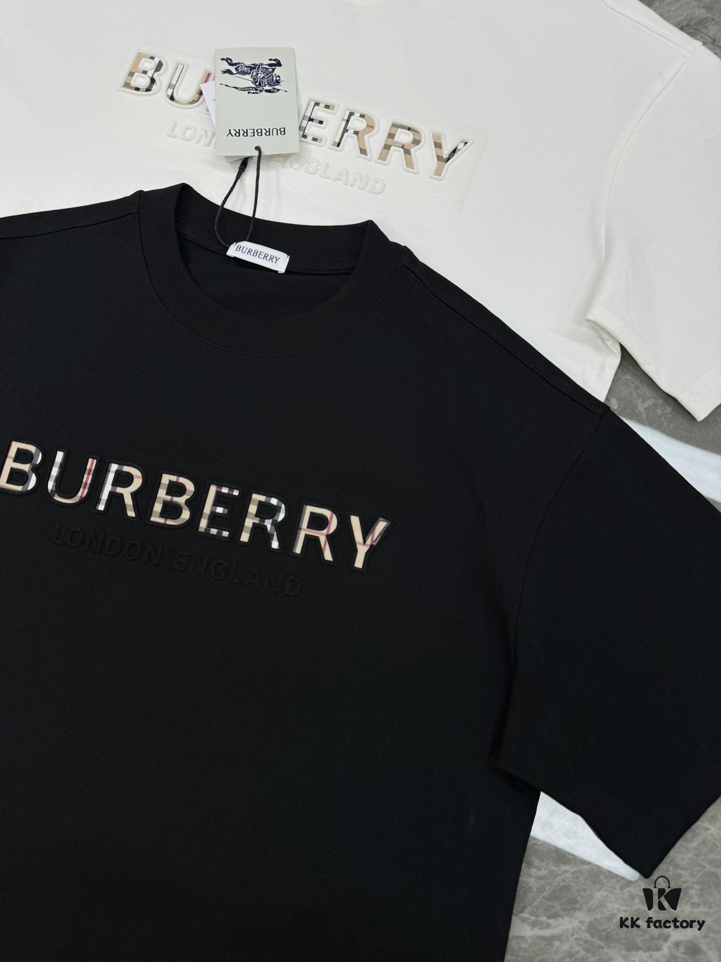 69315427908475d562cda055 BBR* Baboli 25SS Limited Edition T-Shirt, Unisex, 260g High-Quality Combed Cotton, Textured Chest Design with Brand Lettering and Classic Plaid Pattern, Oversized Slightly Flared Fit, Triple Labels, Colors: Black, White, European Size: S-XL (Recommended M for 175cm/72.5kg)