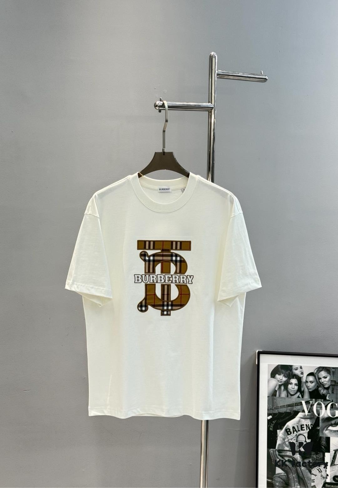 69315470908475d562cda063 BBR* Bao Bao Li 25SS Limited Edition T-Shirt, Unisex, 260g High-Quality Combed Cotton, Classic TB Plaid Embroidery on Chest with Strong Textural Feel, Oversized Slightly Loose Fit, Triple Labels, Colors: Black, White