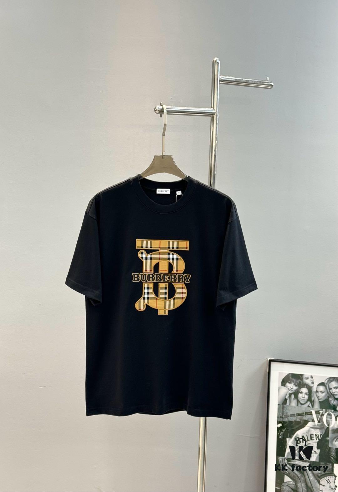 69315476908475d562cda065 BBR* Bao Bao Li 25SS Limited Edition T-Shirt, Unisex, 260g High-Quality Combed Cotton, Classic TB Plaid Embroidery on Chest with Strong Textural Feel, Oversized Slightly Loose Fit, Triple Labels, Colors: Black, White