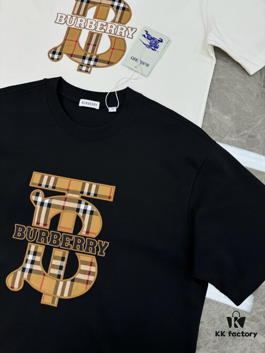 69315478908475d562cda066 BBR* Bao Bao Li 25SS Limited Edition T-Shirt, Unisex, 260g High-Quality Combed Cotton, Classic TB Plaid Embroidery on Chest with Strong Textural Feel, Oversized Slightly Loose Fit, Triple Labels, Colors: Black, White