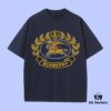 Burberry 2025 Fall Spring/Summer Collection Wheat Ear and Warhorse Short Sleeve T-Shirt - Premium Quality, Custom-Woven 270G 32-Thread Double-Yarn Pure Cotton Fabric, Relaxed Fit Unisex Design