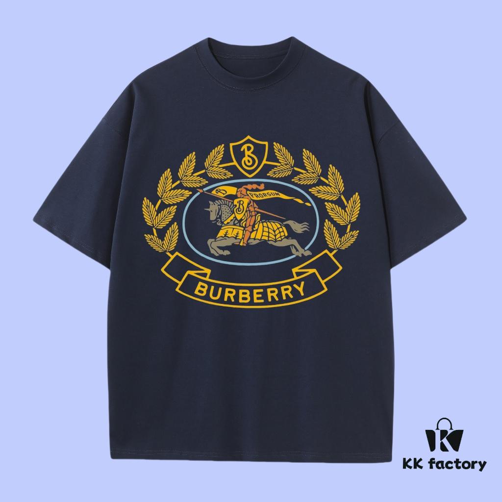 Burberry 2025 Fall Spring/Summer Collection Wheat Ear and Warhorse Short Sleeve T-Shirt - Premium Quality, Custom-Woven 270G 32-Thread Double-Yarn Pure Cotton Fabric, Relaxed Fit Unisex Design