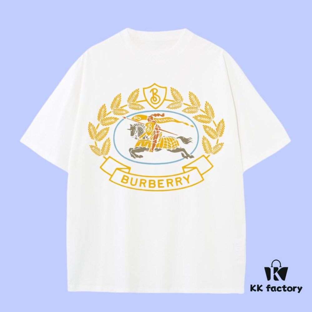 69315502908475d562cda08d High-End Quality Burberry 2025 Fall Spring/Summer Collection Wheat-Ear and Warhorse Graphic Short-Sleeve T-Shirt Premium 270G 32-Single Double-Yarn Cotton Fabric, Relaxed Fit Unisex Design