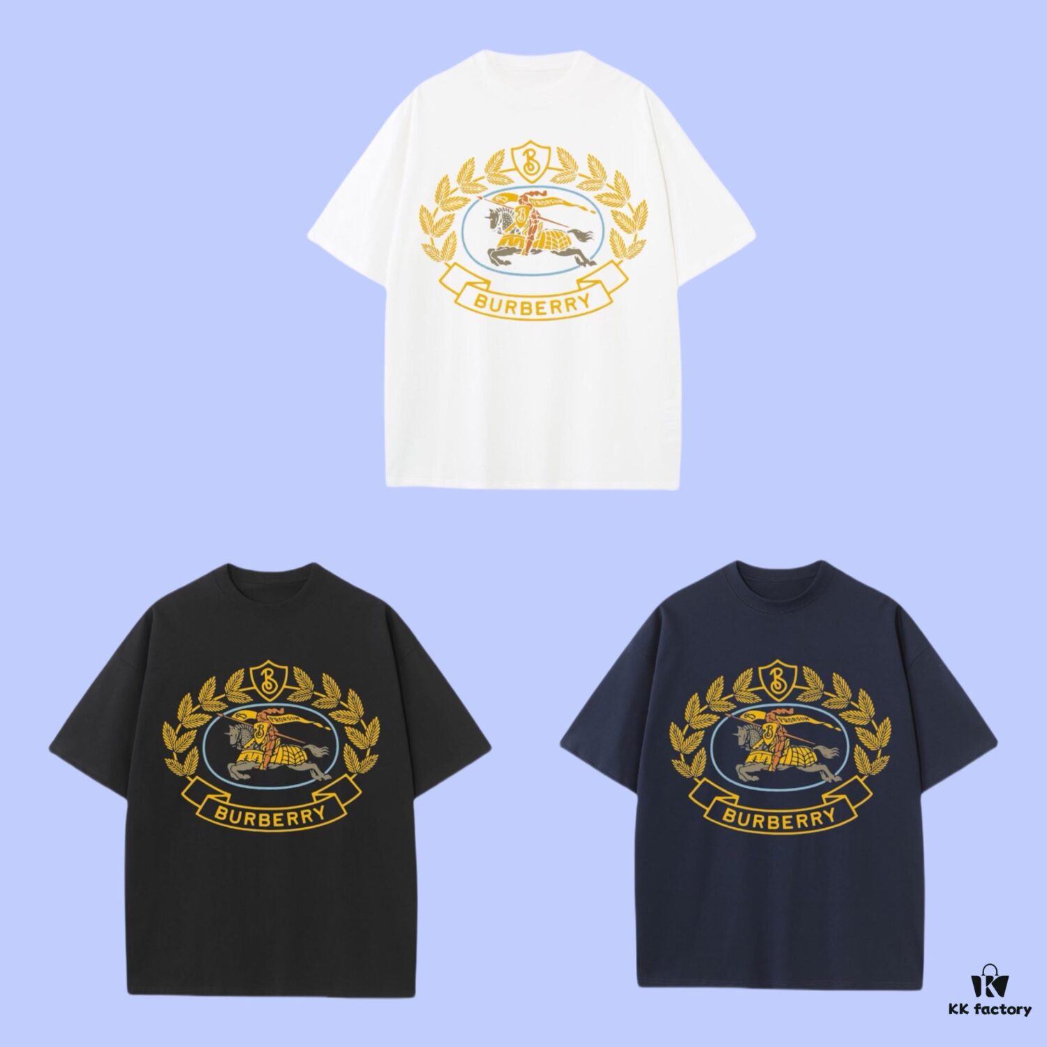 6931550b908475d562cda090 High-End Quality Burberry 2025 Fall Spring/Summer Collection Wheat-Ear and Warhorse Graphic Short-Sleeve T-Shirt Premium 270G 32-Single Double-Yarn Cotton Fabric, Relaxed Fit Unisex Design