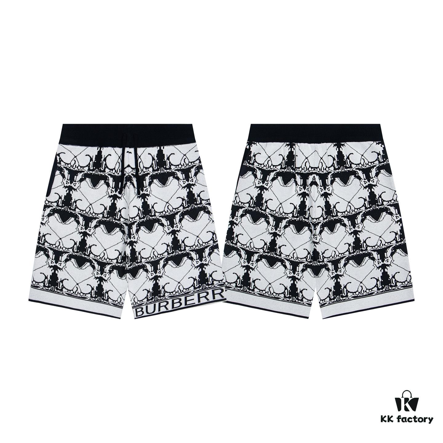 6931561d908475d562cda0df New BURBERRY Barbour Full-Print Knit Shorts, 2023SS Collection, Custom Waffle-Knit Fabric, Jacquard Knit Design, Striped Pattern, Premium Hardware Drawstring, Fashionable and Comfortable Fit