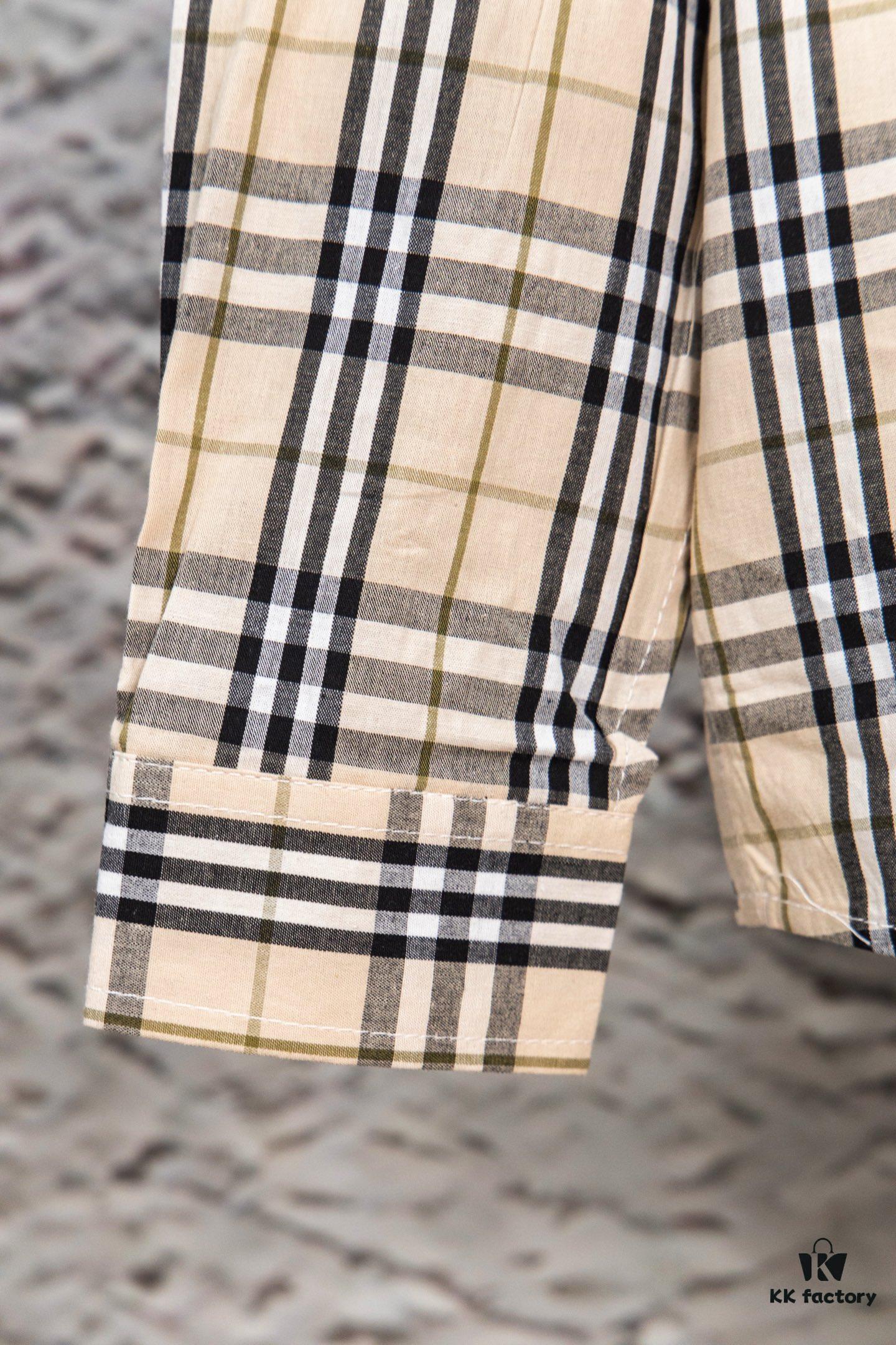 69315663908475d562cda0ef Burberry Letter Plaid Cotton Poplin Shirt, 100% Pure Cotton, Original Quality, Custom Buttons, Chest Patch Pocket, Terry Cloth Appliqué on Sleeves, All-Over Pattern Matching, Unisex Design
