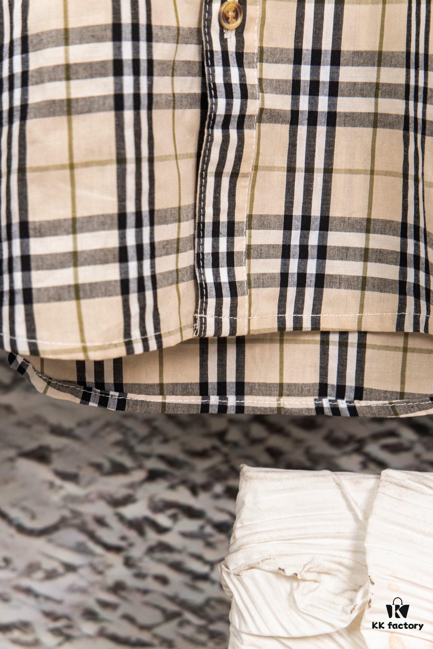 69315673908475d562cda0f4 Burberry Letter Plaid Cotton Poplin Shirt, 100% Pure Cotton, Original Quality, Custom Buttons, Chest Patch Pocket, Terry Cloth Appliqué on Sleeves, All-Over Pattern Matching, Unisex Design