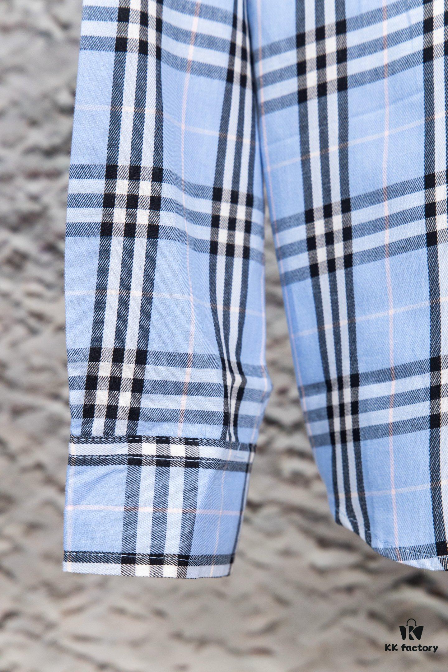 6931568b908475d562cda0f9 Burberry Letter Plaid Cotton Poplin Shirt, 100% Pure Cotton, Original Quality, Chest Patch Pocket, Toweling Fabric Appliqué on Sleeves, All-Over Pattern Matching, Unisex Design