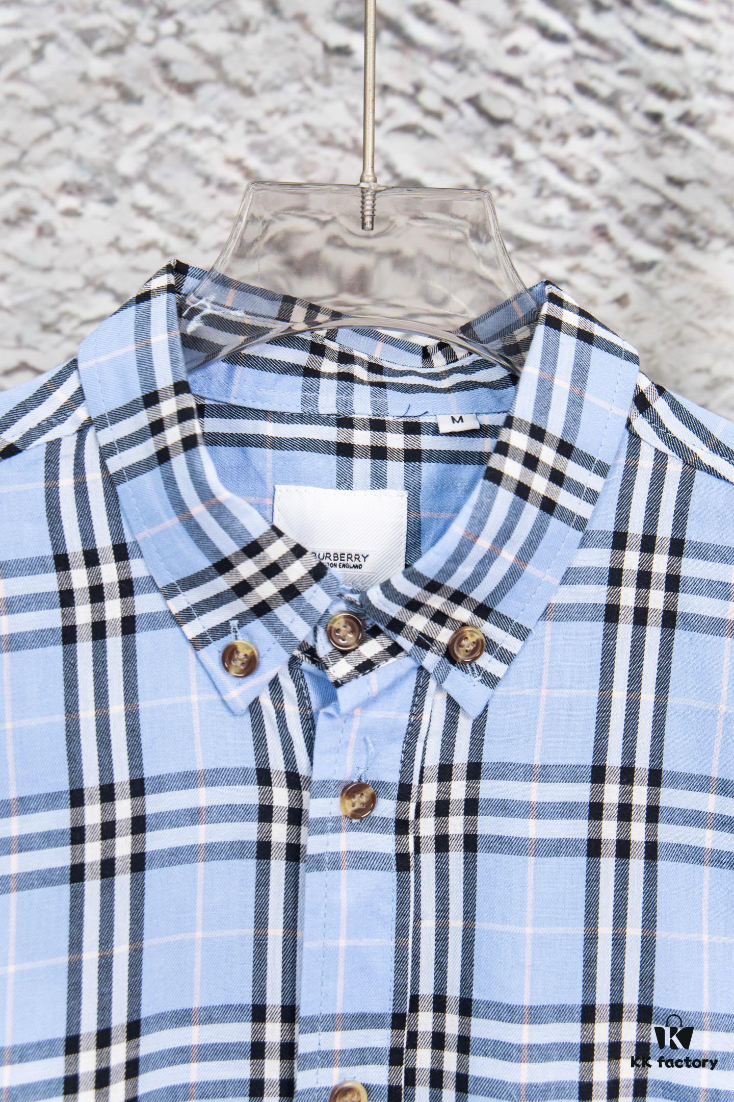 6931568f908475d562cda0fa Burberry Letter Plaid Cotton Poplin Shirt, 100% Pure Cotton, Original Quality, Chest Patch Pocket, Toweling Fabric Appliqué on Sleeves, All-Over Pattern Matching, Unisex Design
