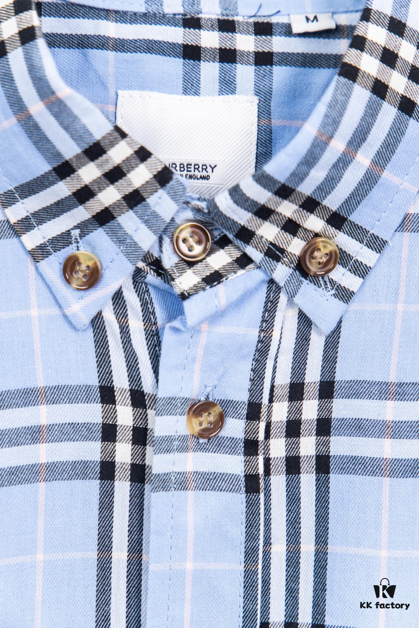 69315693908475d562cda0fb Burberry Letter Plaid Cotton Poplin Shirt, 100% Pure Cotton, Original Quality, Chest Patch Pocket, Toweling Fabric Appliqué on Sleeves, All-Over Pattern Matching, Unisex Design