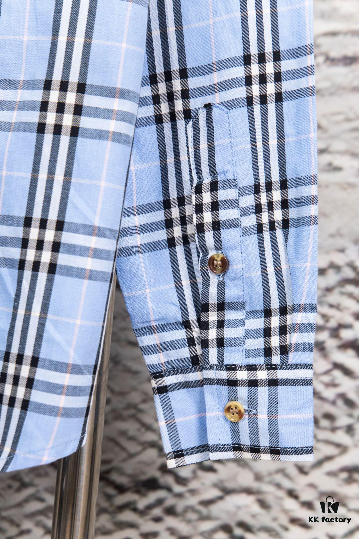 693156b8908475d562cda101 Burberry Letter Plaid Cotton Poplin Shirt, 100% Pure Cotton, Original Quality, Chest Patch Pocket, Toweling Fabric Appliqué on Sleeves, All-Over Pattern Matching, Unisex Design