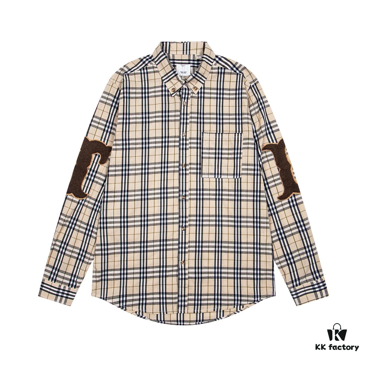 693156c0908475d562cda103 Burberry Letter Plaid Cotton Poplin Shirt, 100% Pure Cotton, Original Quality, Custom Buttons, Chest Patch Pocket, Toweling Fabric Appliqué on Sleeves, All-Over Pattern Matching, Unisex Design
