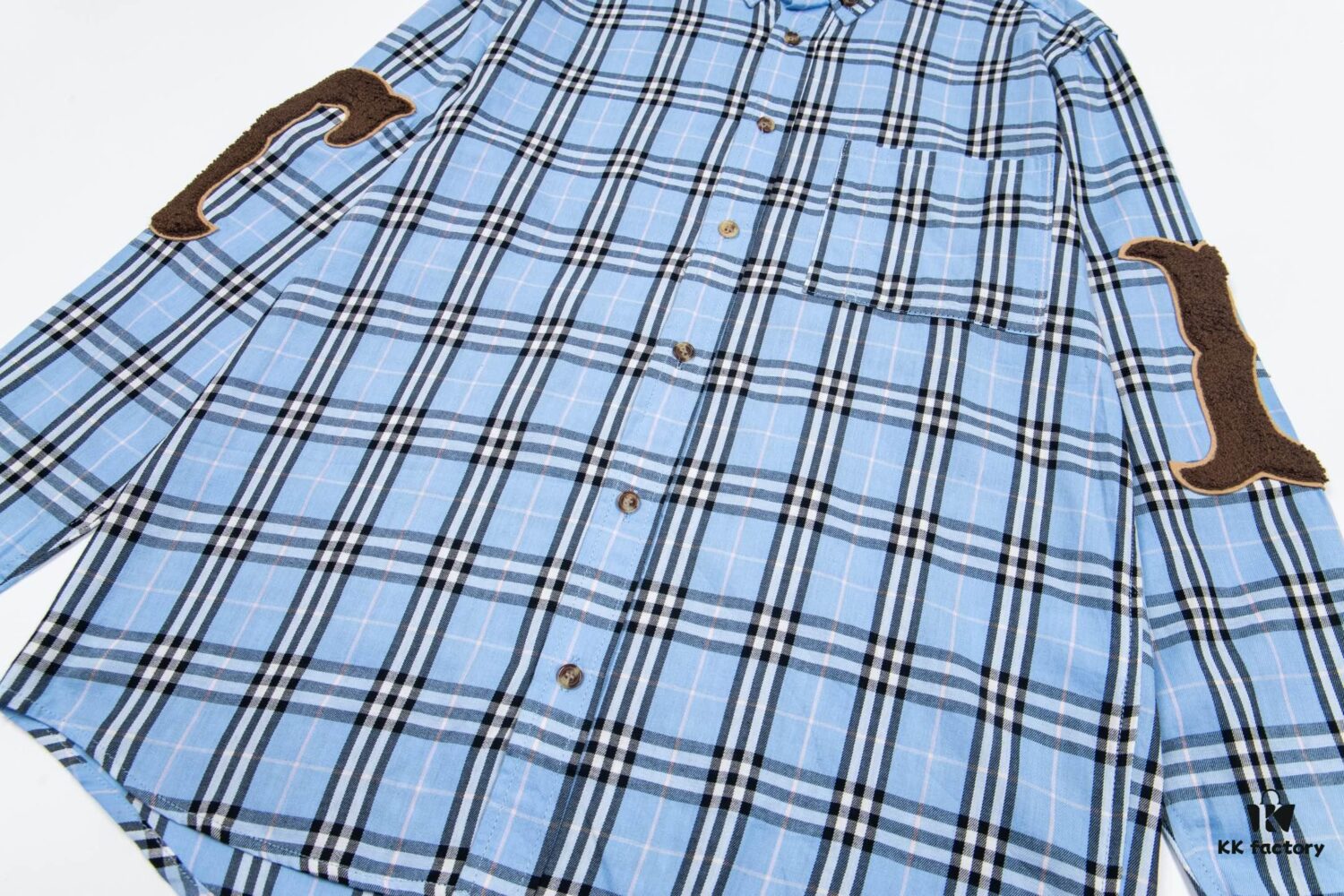 6931571b908475d562cda118 Burberry Letter Plaid Cotton Poplin Shirt, Original 100% Cotton, Premium Quality with Custom Buttons, Patch Pocket, and Toweling Fabric Appliqué on Sleeves