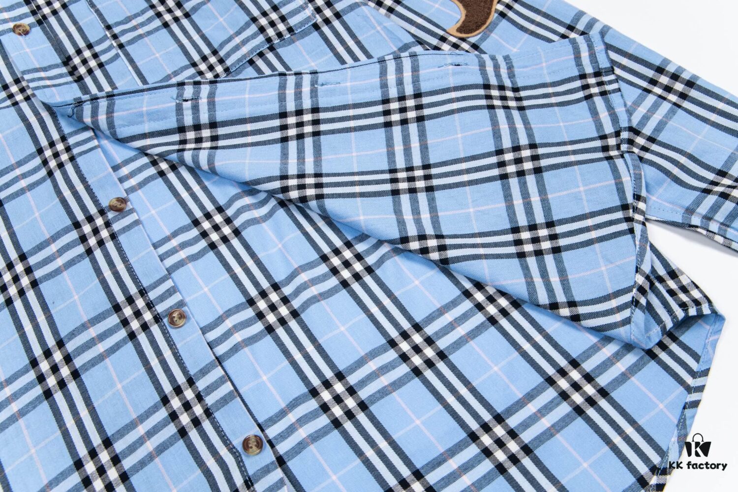 6931571d908475d562cda119 Burberry Letter Plaid Cotton Poplin Shirt, Original 100% Cotton, Premium Quality with Custom Buttons, Patch Pocket, and Toweling Fabric Appliqué on Sleeves