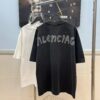 69315794908475d562cda13b BALENCIAGA 2025SS New Arrival Letter Tape Print Distressed Washed Hole Unisex Cotton Loose Short Sleeve T-Shirt