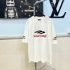 693157e8908475d562cda14b BALENCIAGA Logo Embroidered Heavy Washed Short Sleeve T-Shirt in 300g Double Cotton Fabric