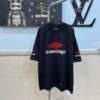 693157e9908475d562cda14c BALENCIAGA Logo Embroidered Heavy Washed Short Sleeve T-Shirt in 300g Double Cotton Fabric