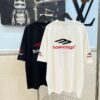 693157f0908475d562cda14e BALENCIAGA Logo Embroidered Heavy Washed Short Sleeve T-Shirt in 300g Double Cotton Fabric