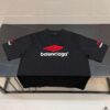 693157fb908475d562cda14f BALENCIAGA Logo Embroidered Heavy Washed Short Sleeve T-Shirt in 300g Double Cotton Fabric