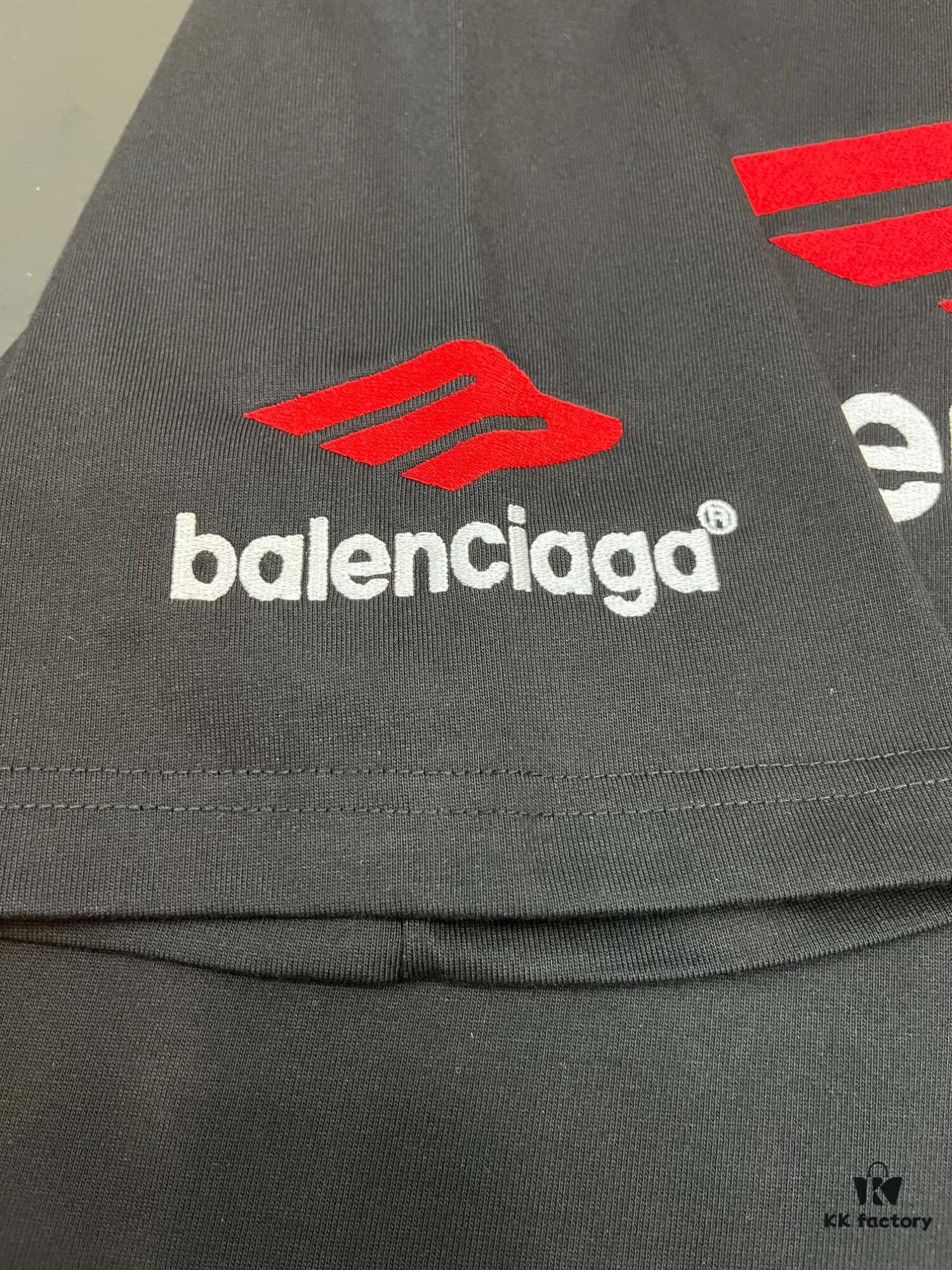 69315803908475d562cda151 BALENCIAGA Logo Embroidered Heavy Washed Short Sleeve T-Shirt in 300g Double Cotton Fabric