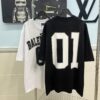 6931582b908475d562cda156 BALENCIAGA Spring/Summer 2025 Letter Embroidered '01' Number Short Sleeve T-Shirt, Made from 300g Double-Layer Pure Cotton Fabric with Exquisite Blind Embroidery and High-Definition Direct-to-Film Printing on Front and Back