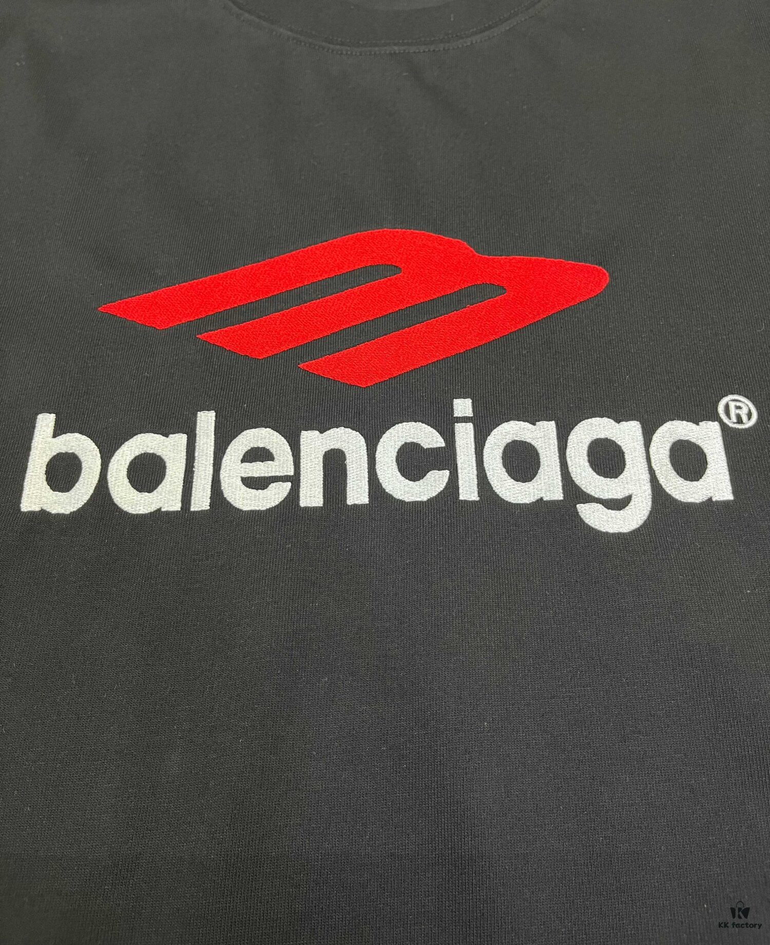 69315832908475d562cda157 BALENCIAGA Logo Embroidered Heavy Washed Short Sleeve T-Shirt in 300g Double Cotton Fabric
