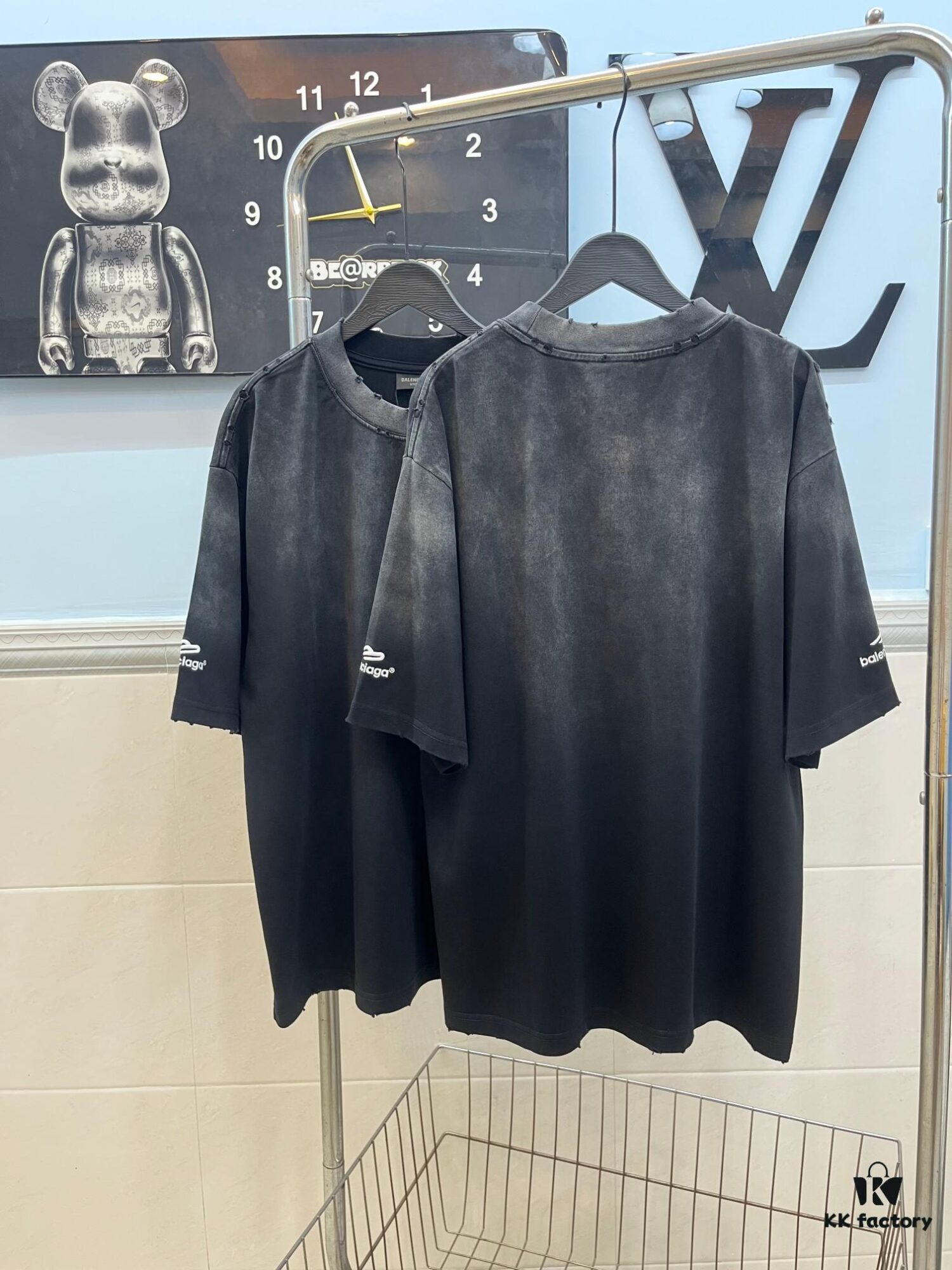 6931584d908475d562cda15e Balenciaga M Logo Embroidered Vintage Wash Short Sleeve T-Shirt