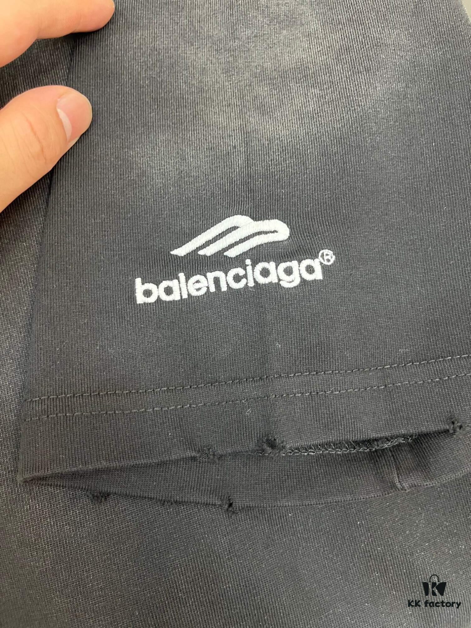 69315856908475d562cda161 Balenciaga M Logo Embroidered Vintage Wash Short Sleeve T-Shirt