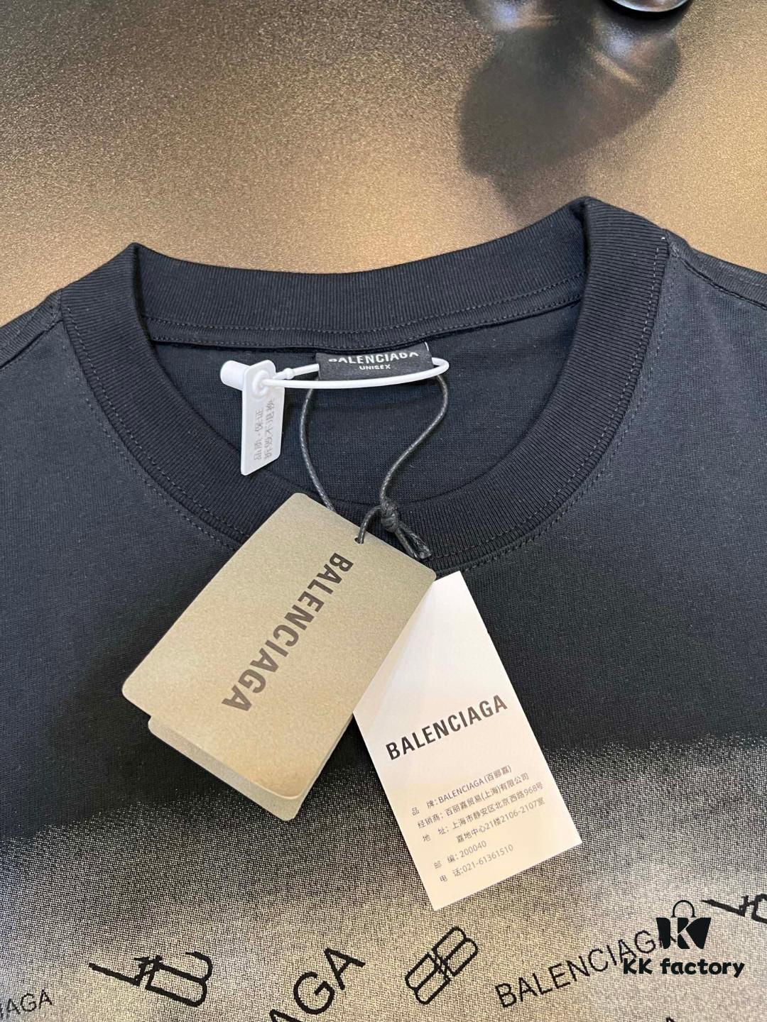 6931589e908475d562cda175 Balenciaga Gradient Letter Short-Sleeve T-Shirt