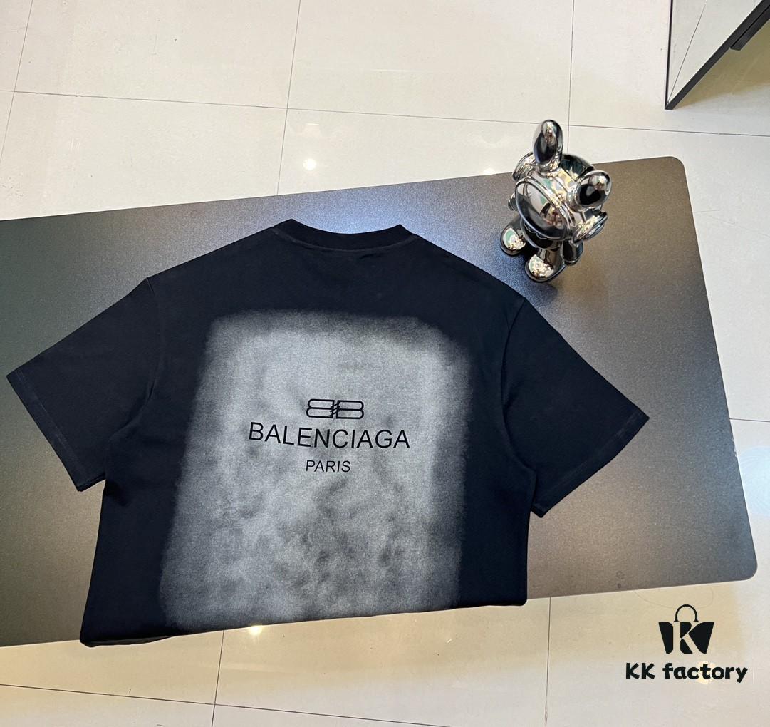 693158a6908475d562cda176 Balenciaga Gradient Letter Short-Sleeve T-Shirt