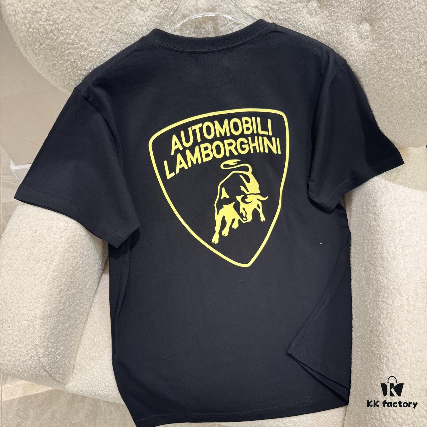 693158ee908475d562cda186 Balenciaga x Lamborghini Collaborative Logo Print Short Sleeve T-Shirt SS25 Latest Release