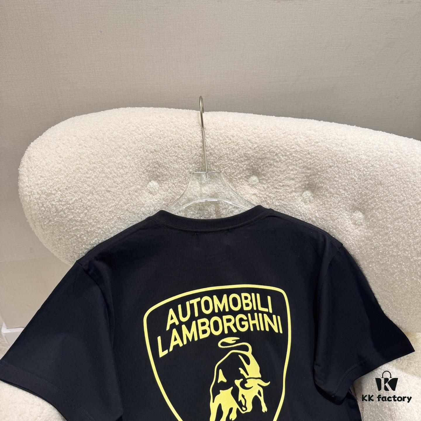 693158f7908475d562cda187 Balenciaga x Lamborghini Collaborative Logo Print Short Sleeve T-Shirt SS25 Latest Release