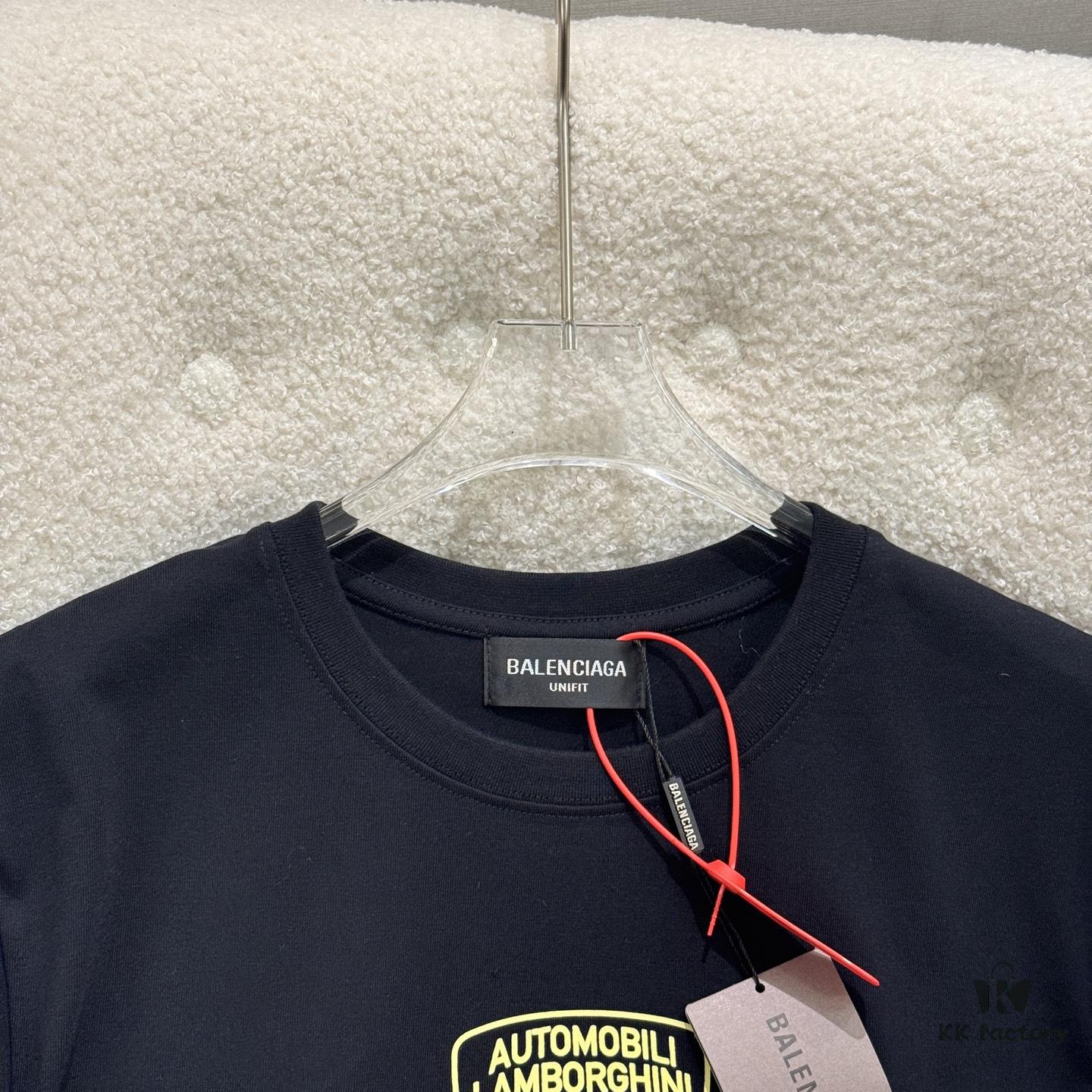 693158ff908475d562cda189 Balenciaga x Lamborghini Collaborative Logo Print Short Sleeve T-Shirt SS25 Latest Release