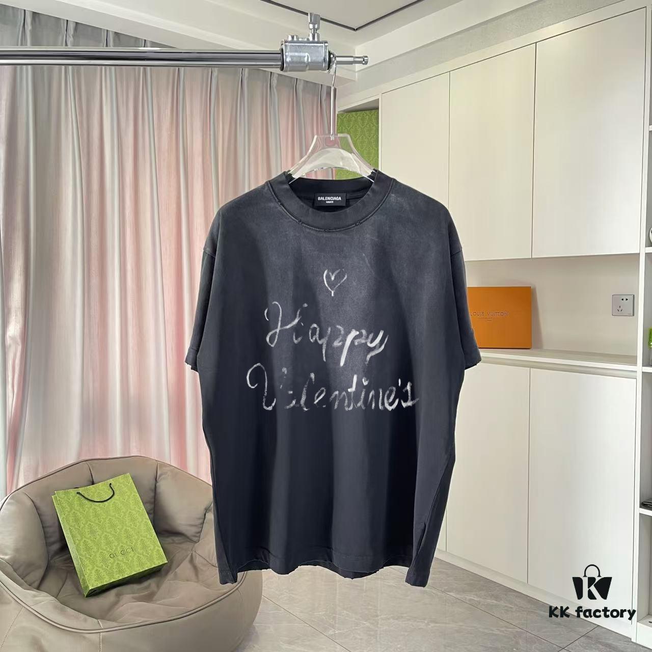69315ace908475d562cda1e1 BALENCI*GA Paris 2025 Summer New Arrival Gradient Distressed Vintage Short-Sleeve T-Shirt with Custom 320g Fabric and Signature Logo Print Unisex Design