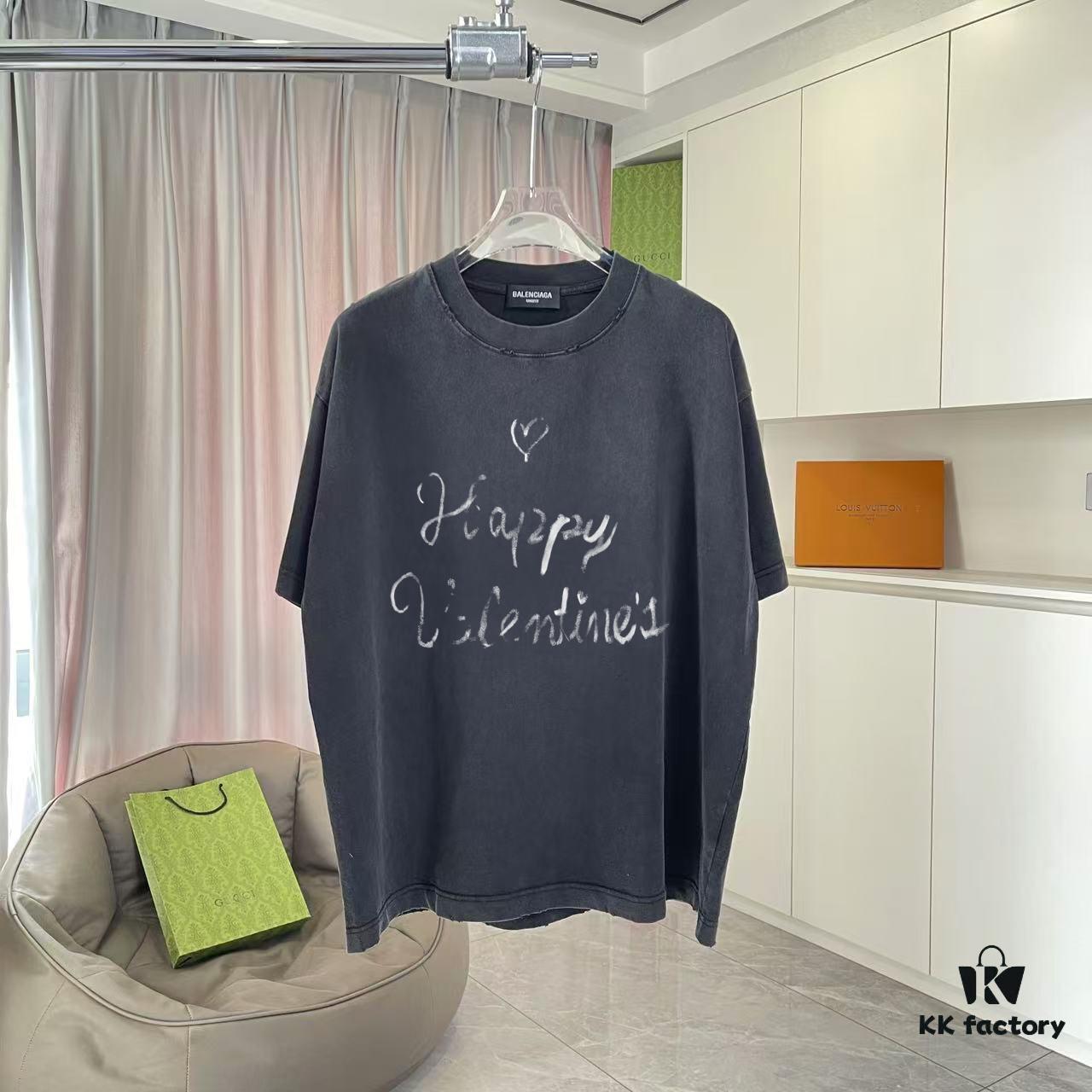 69315b25908475d562cda1f2 BALENCI*GA Paris 2025 Summer New Arrival Distressed Gradient Letter Logo Print Custom 320g Fabric Short Sleeve T-Shirt Unisex