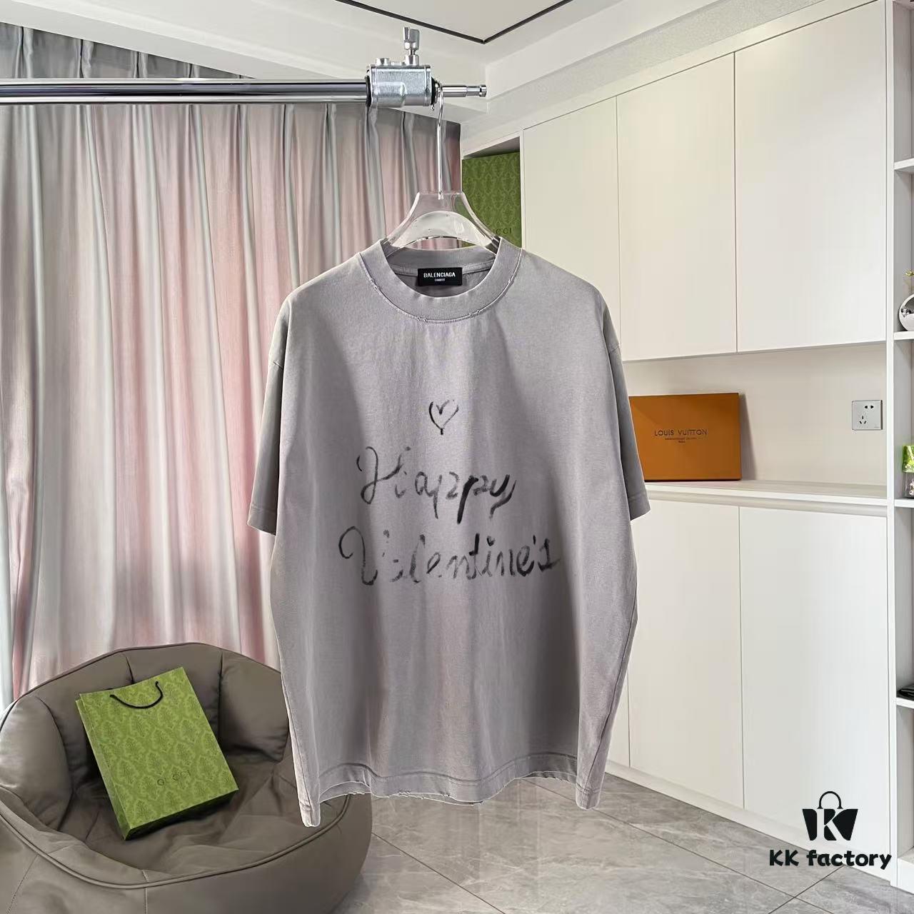 69315b70908475d562cda1f9 BALENCI*GA Paris 2025 Summer New Arrival Ombre Distressed Custom Fabric 320g Graphic Logo Short Sleeve T-Shirt Unisex