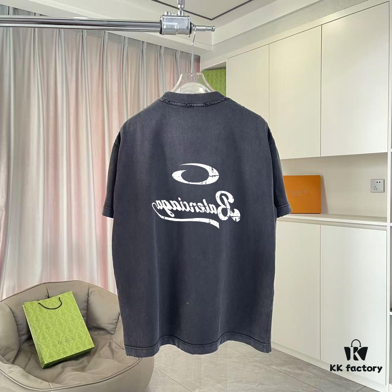 69315cf0908475d562cda229 BALENCI*GA Paris 2025 Summer New Arrival Gradient Distressed Short Sleeve T-Shirt with Unique Letter Logo Print, Custom 320g Fabric, Unisex Design