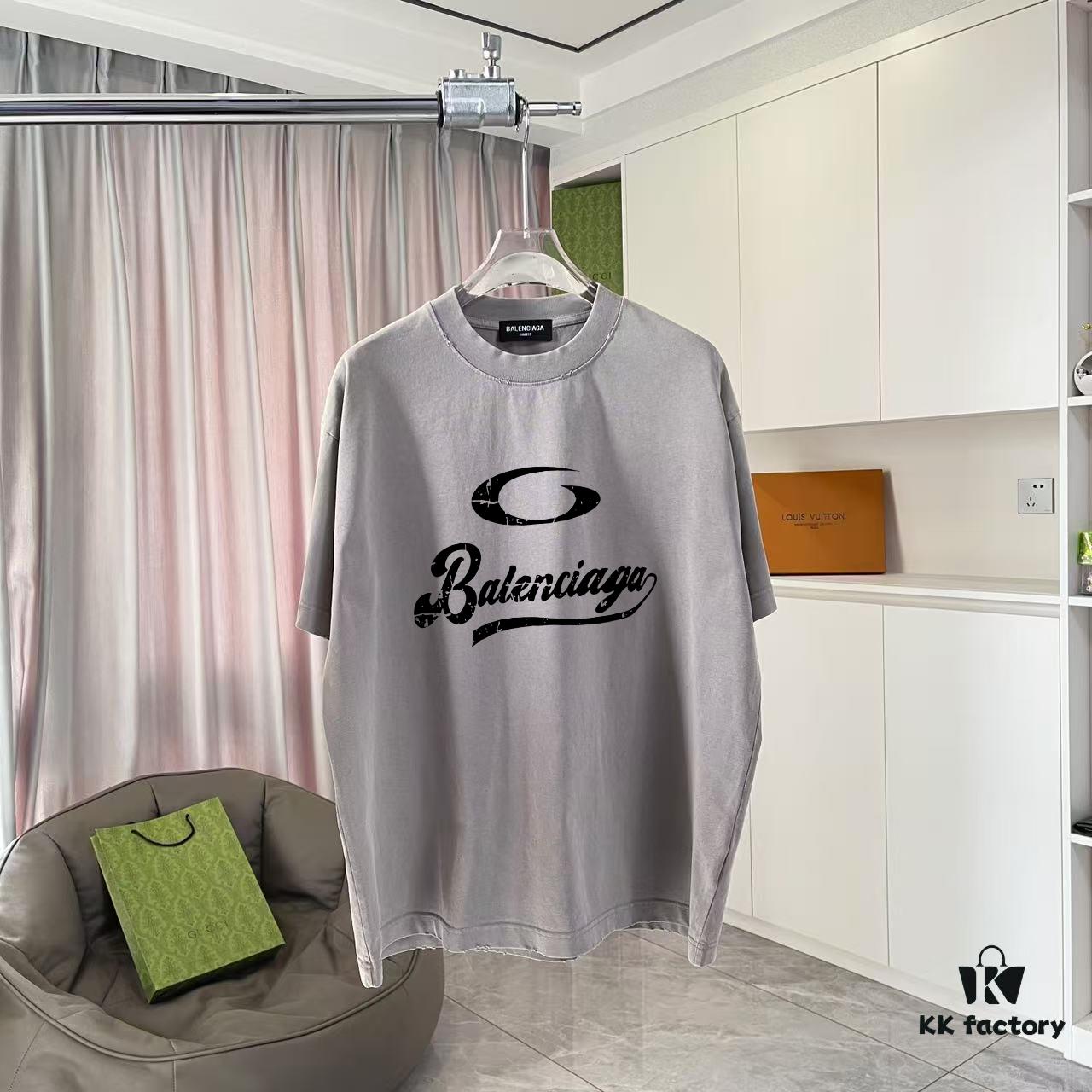 69315cf7908475d562cda22a BALENCI*GA Paris 2025 Summer New Arrival Ombre Distressed Vintage Letter Logo Print Custom 320g Fabric Short Sleeve T-Shirt Unisex