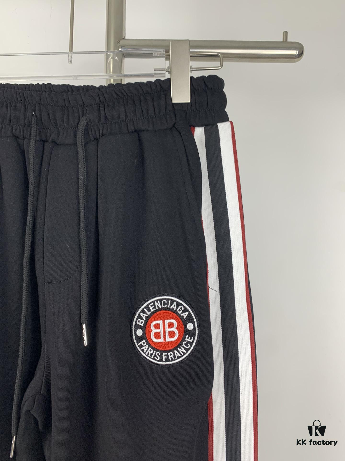 69315d72908475d562cda241 New B Balenciaga BLCG Embroidered Webbing Red White Black Striped Joggers Unisex - Stylish and Flattering Fit