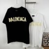 69315dbc908475d562cda250 New Arrival Balenciaga-Inspired Tape Logo Distressed Short-Sleeve T-Shirt