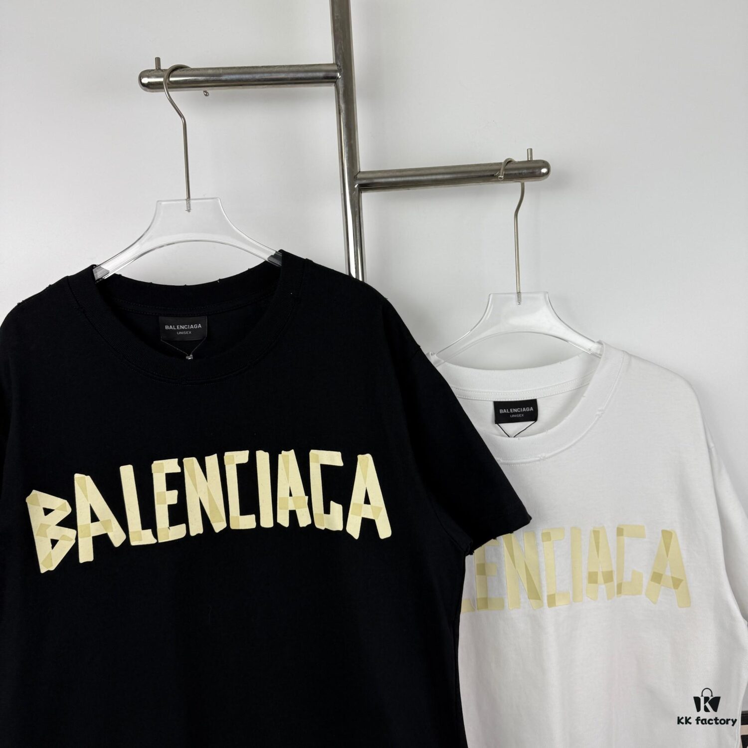 69315dbf908475d562cda251 New Arrival Balenciaga-Inspired Tape Logo Distressed Short-Sleeve T-Shirt