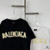 69315dc8908475d562cda253 New Arrival Balenciaga-Inspired Tape Logo Distressed Short-Sleeve T-Shirt