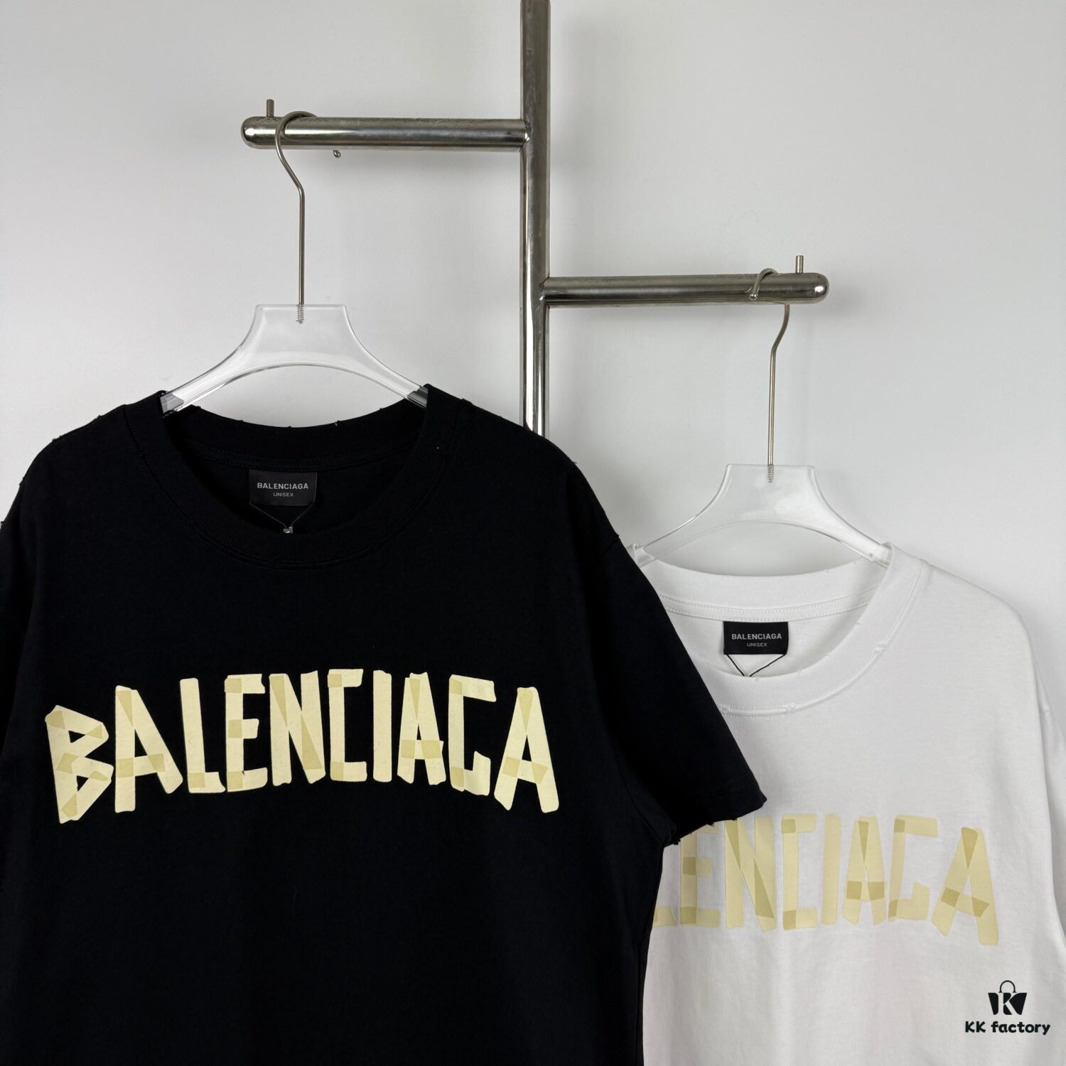 69315dc8908475d562cda253 New Arrival Balenciaga-Inspired Tape Logo Distressed Short-Sleeve T-Shirt