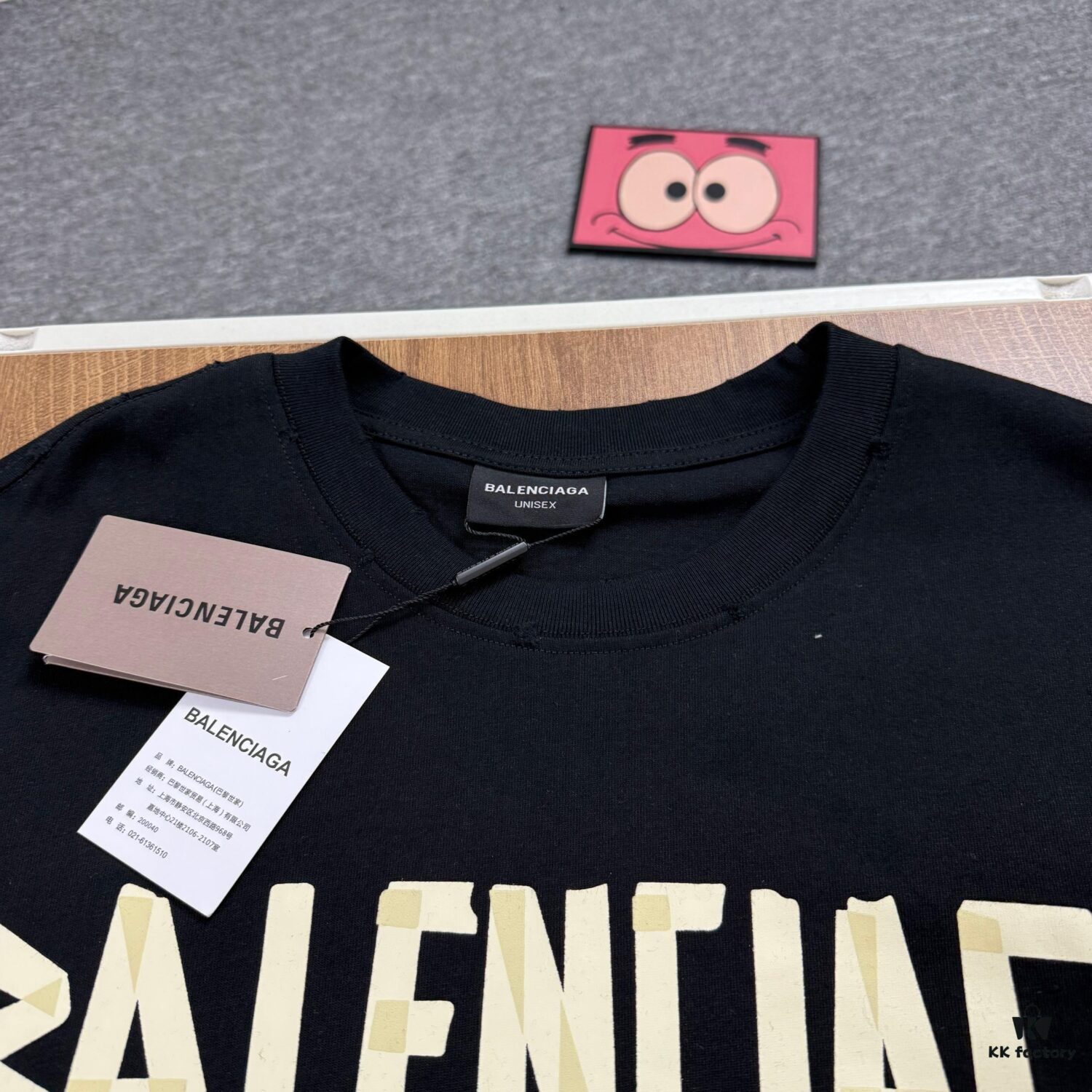 69315dd2908475d562cda255 New Arrival Balenciaga-Inspired Tape Logo Distressed Short-Sleeve T-Shirt