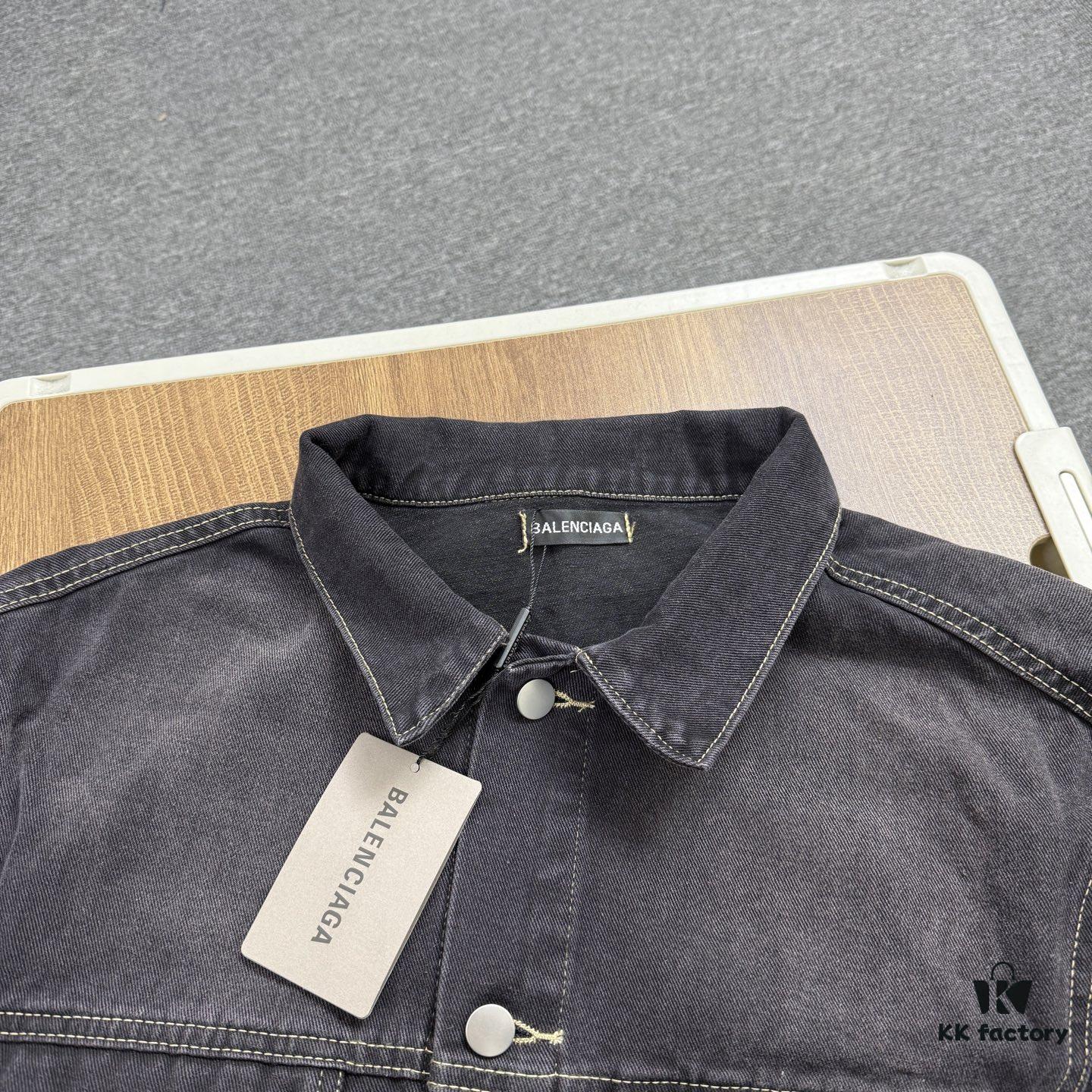 69315e10908475d562cda264 New BALENCIAGA Paris 24SS Limited Dragon Year Graffiti Letter Vintage Washed Denim Jacket - Top-Quality Original Single Version