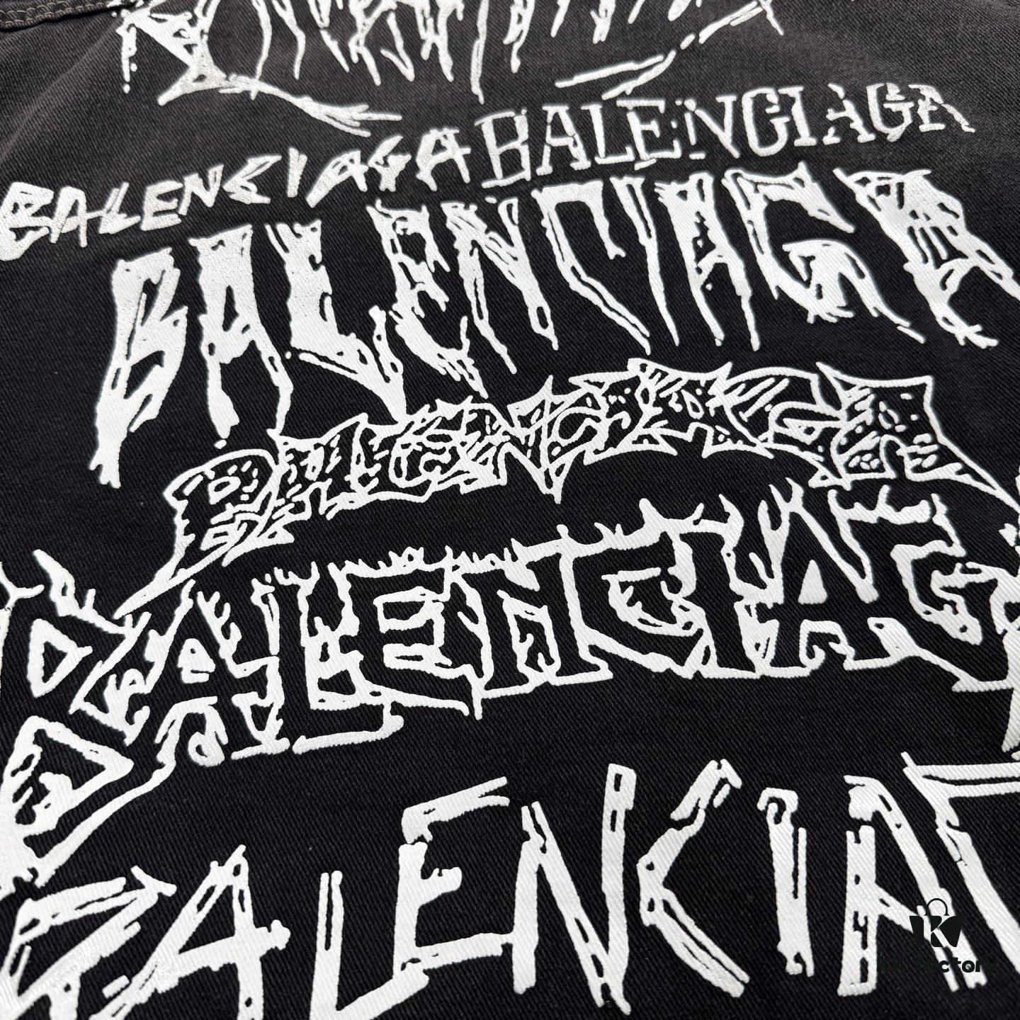 69315e28908475d562cda269 New BALENCIAGA Paris 24SS Limited Dragon Year Graffiti Letter Vintage Washed Denim Jacket - Top-Quality Original Single Version