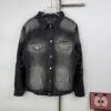 69315e91908475d562cda280 New Balenciaga Logo Embroidered Washed Denim Gray Jacket